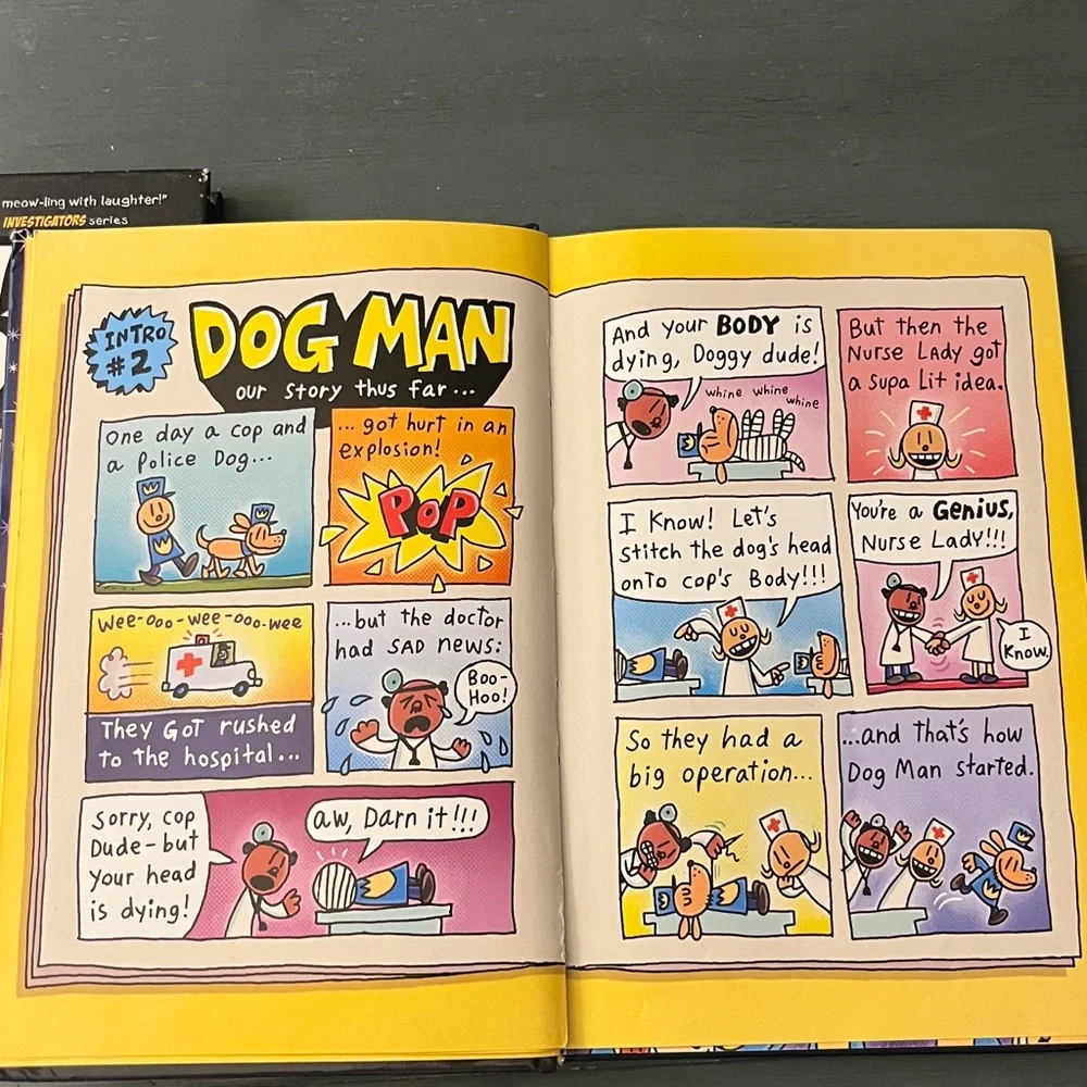 Dog Man #9 Grime and Punishment + Max Meow #3 Hardcover Book Bundle EUC
